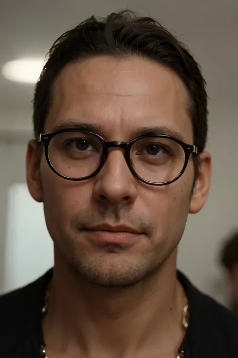 Iván Torres 40 year old man, con gafas, closeup photograph, paseando