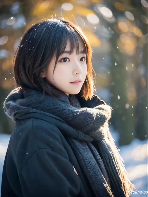 top-quality、​masterpiece、超a high resolution、raw photography、(photorealsitic:1.4)、女の子1人、while watching the snow falling quietly. ...