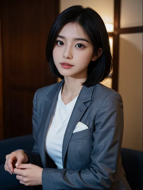 s office、portrait of a woman in a business suit, top-quality、hyper hd、奈良美智, japanese models, beautiful japan girl, with short ha...