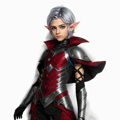 *(1st grade)(orelhas pequenas)(corpo de menino adolescente)(face feminina:1.1)(Cor do cabelo prateado:1.0)(estilo de rosto:fragile and delicate effeminate features)(armadura masculina cor preta e prata:1.0)disco Rigido, Pintado, Beautiful, atordoante, retr...
