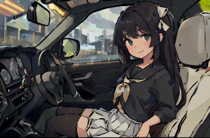 (unparalleled masterpiece ever,Best Quality, Detailed), Fine detail, highly Detailed cg, Perfect Lighting, 8K, extremely Detailed, 1girl in, Solo, Car, driving Car, Car interior, sitting in Car, holding steering wheel, Smile, Looking at Viewer,
Mizuki Yuki...