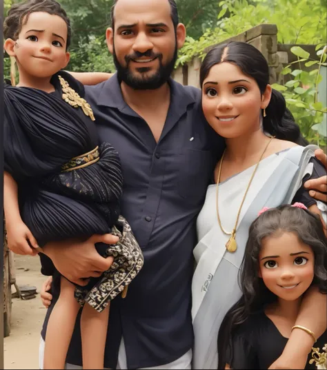 there are two adults and two children posing for a picture, happy family, photo taken in 2 0 2 0, facebook post, taken with sony alpha 9, with chicks, taken in the early 2020s, very very low quality picture, with kerala motifs, shot on nikon z9, about 3 5 ...