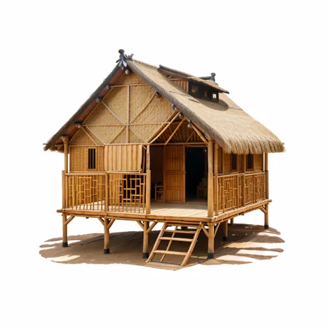 2D of​ a there is a small hut with a thatched roof and a table, hut, bamboo huts, tribe huts in the jungle, wooden house, flat illustration, wooden cottage, longhouse, makeshift house, highly detailed illustration.”, detailed 2d illustration, house illustr...