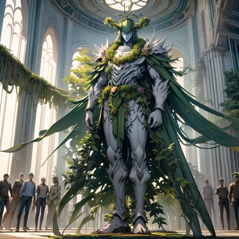 corpo inteiro, Anime of a green tree monster with long legs, feet full of roots and a big head, Treant, tree druid, um monstro de cardo humanoide, um monstro da planta, monstro da planta, forest spirit