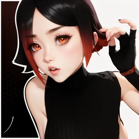 garota anime com olhos vermelhos e cabelo preto com luvas pretas, em estilo anime, em estilo anime, personagem estilo anime, retrato estilo anime, ig studios estilo anime, illustration Anime style, cel - estilo de arte sombreado, estilo anime,  fanart meni...