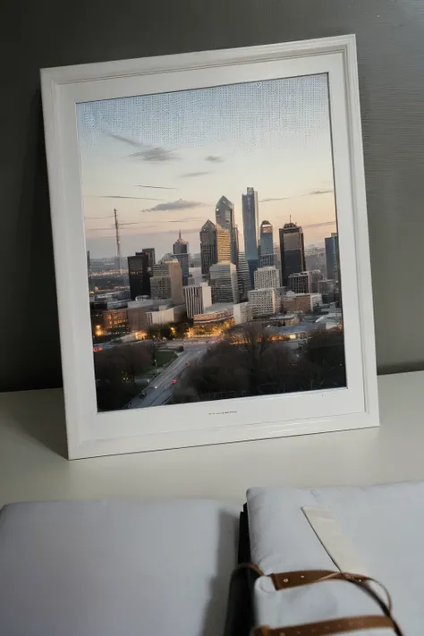 ((best quality)), ((masterpiece)), (detailed), halftone philadelphia skyline, dots, dash