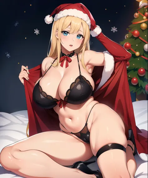 mujer rubia , pelo largo rubio , rubia , cuerpo completo , grandes tetas, gran trasero, voluptuoso, piernas abiertas , pose sexy , escote , Christmas hat , Christmas Clothes, nieve , christmas lingerie, christmas coat , christmas stockings , christmas heel...