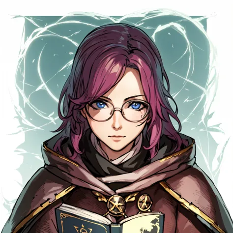 anime girl with glasses and a book, retrato of a female mage, RPG book retrato, crisp clear RPG retrato, RPG retrato, retrato of a mage, pretty female cleric, RPG_retrato, detailed character retrato, Preto - Mago Cabelo, RPG retrato concept art, uma jovem ...