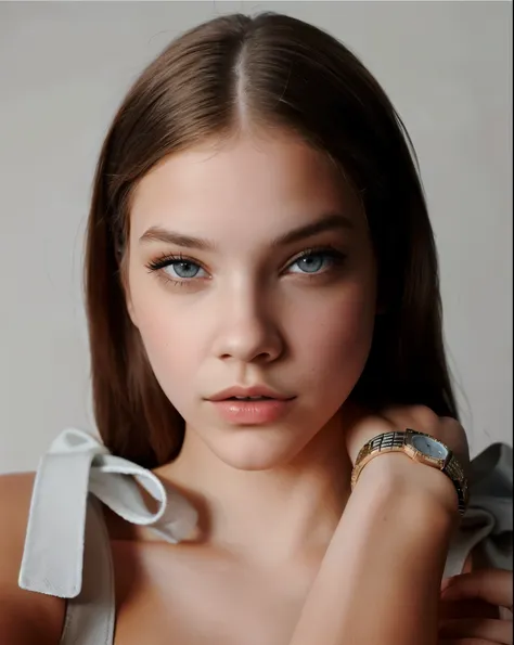 there is a woman with a watch on her wrist posing for a picture, portrait of barbara palvin, barbara palvin, inspired by emma an...