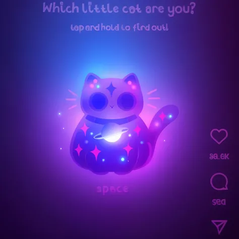 a close up of a cell phone with a cat on it, space cat, cat from the void, cat in space, kittens in outer space, purple cat, r/aww, on a galaxy looking background, 🐋 as 🐘 as 🤖 as 👽 as 🐳, holding a tiny galaxy, tiny space, kawaii cat, cat design, purplish s...