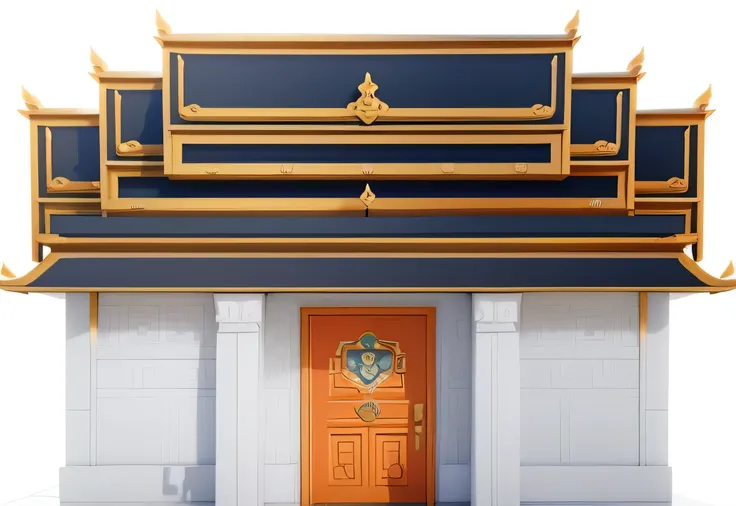 a cartoon image of a building with a red door and a blue roof, temple background, palace background, background depicting a temple, throne room, temple, exquisitely designed throne room, a temple, game asset, seperated game asset, mysterious temple setting...