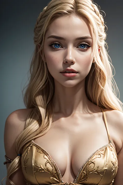 Tara Reid, wearing Daenerys Targaryen sexy clothes. professionally retouched, soft lighting, realistic, smooth face, perfect eyes, sharp focus on eyes, 8 k, high definition, insanely detailed, intricate, elegant. in a natural background.