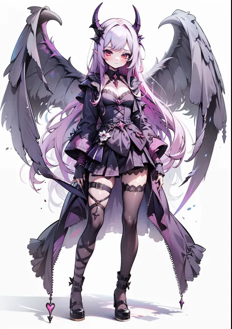 1girl, vtuber, best quality, symmetrical body, center angle, devil, horns, wings, gothic outfit