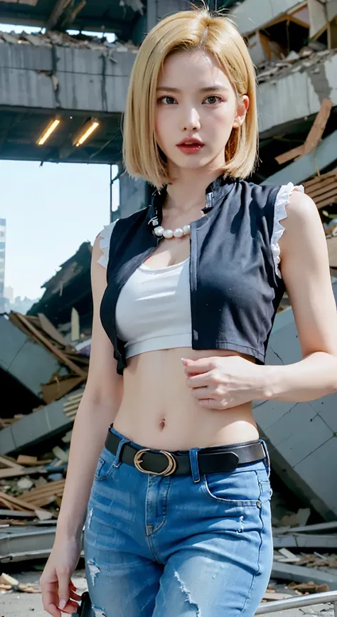 16k quality、top-quality, high resolution, authentic photos、((longshot、full body like))、(((dragon ball android 18))) 、((beautiful...