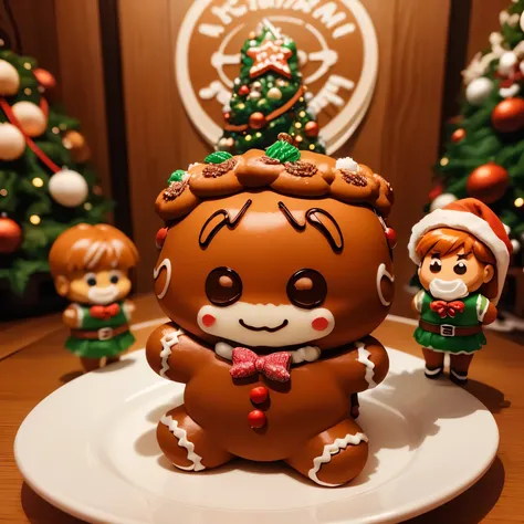 ​masterpiece、top-quality、ultra-detailliert、(chibi character gingerbread man:1.3),multiple gingerbread man,Christmas tree,