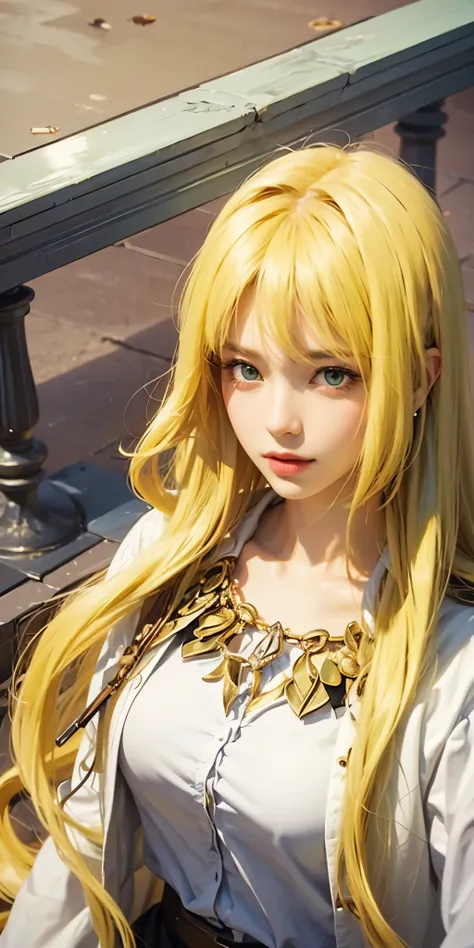 1girl,huge breast, blonde hair, green eyes,high quality, ultra detailed, masterpiece, realistic