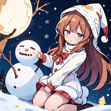 Beautiful girl wearing a snowman costume