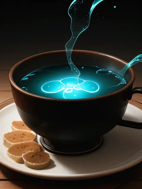 Bioluminescence popping out of soup, Splash!