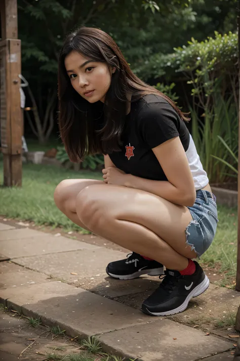 Chinese girl squatting