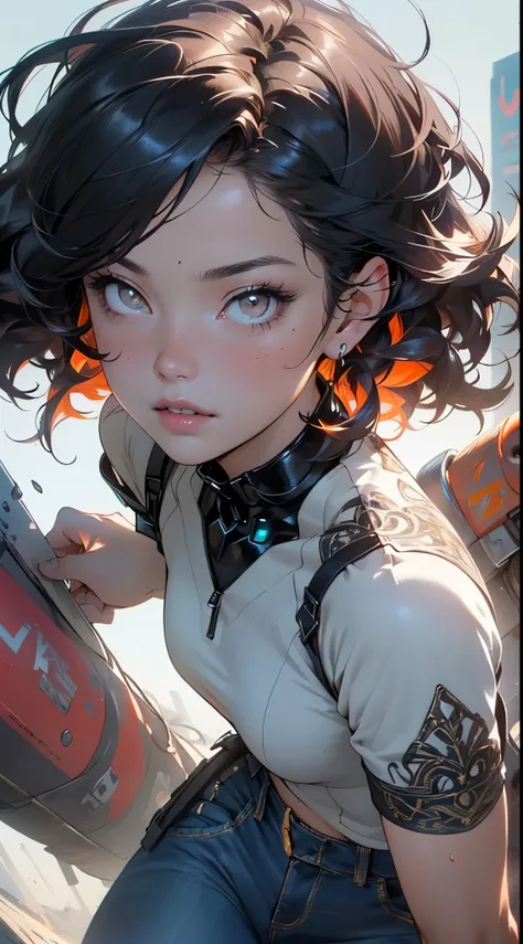 girl spacepunk,(((1girl))),((extremely cute and beautiful black curly-haired anime girl walking down the street)),

(short breasts:1.4),(((black curly hair:1.35,very curly hair,colored inner hair,ear breathing))),((brown eyes:1.3,upturned eyes:1.3,perfect ...