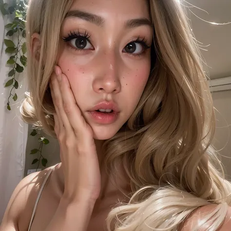 Hay una mujer con el pelo largo posando para una foto, Asian face, Lalisa Manobal, Pokimane, 18 years old, Xision Wu, Cara sexy con maquillaje completo, beautiful Asian girl, Asian girl, Belleza asombrosa, detailed face of a Asian girl, asian features, Her...