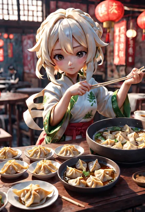 Chinese wontons, Gyoza, jiaozi, Dumplings, 1girl, octane render, enhance, intricate, (masterpiece, Representative work, official art, Professional, unity 8k wallpaper:1.3)