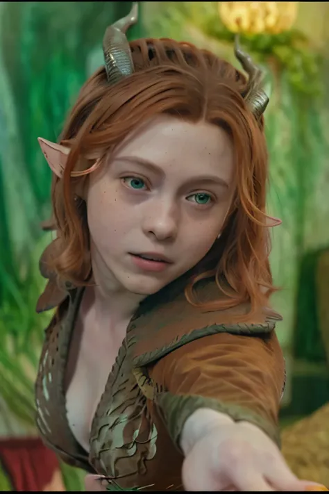 imagem fiel nua da sexy sophia lillis como doric (de masmorras & dragon movie), igual a do poster do filme, she wears a sexy gre...