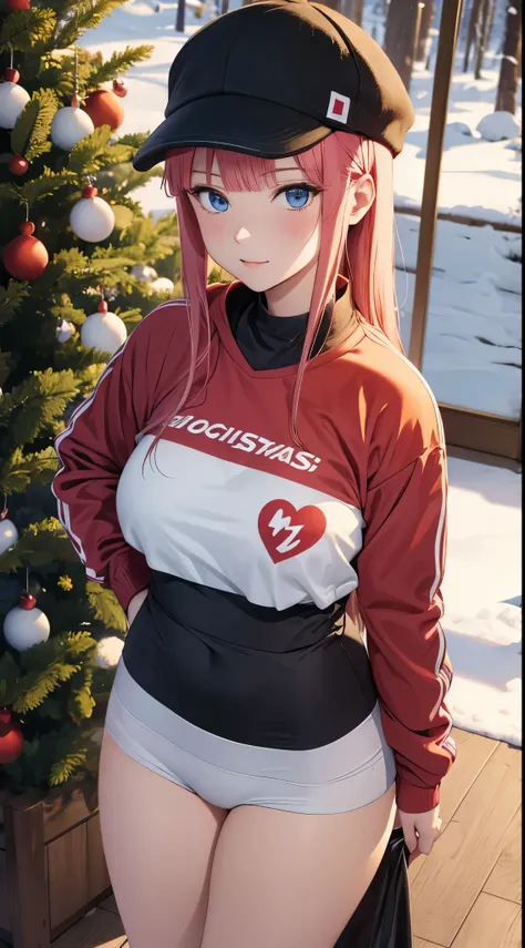 Nino Nakano ,sexy ,ropa deportiva ,christmas pine snowy forest