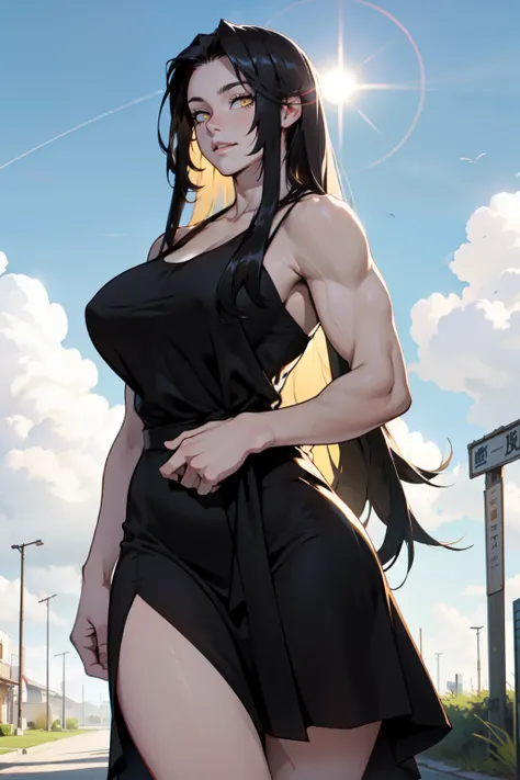 muscular huge breasts thick sunny sky clouds black hair yellow eyes sundress black hair yellow eyes pale skin solo joyful long straight hair long straight hair long straight hair long straight hair long straight hair long straight hair long straight hair l...