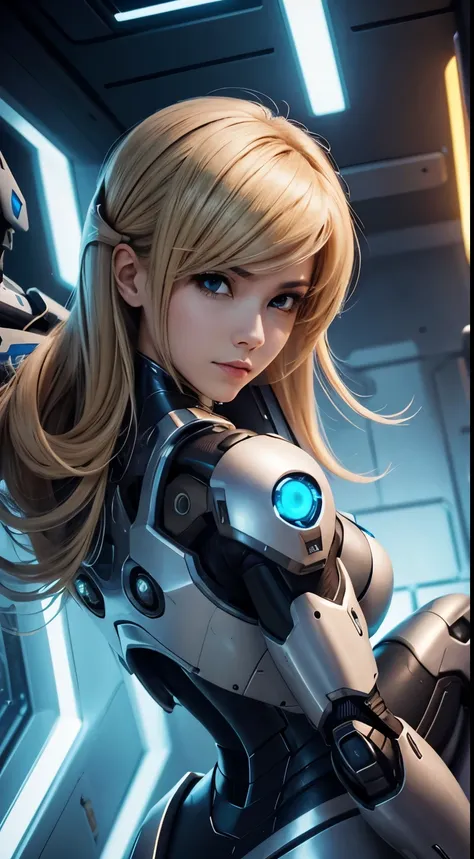 Arafed Mujer con un traje futurista posando para una foto, girl in mecha cyber armor, Primer plano, como personaje de Overwatch, linda chica cyborg, Perfecto anime cyborg mujer, Chica androide perfecta, inspirado por Marek Okon, Impresionante armadura, Her...