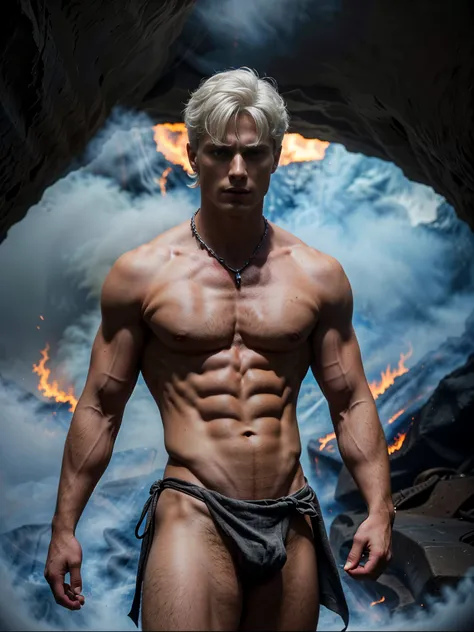 ((masterpiece)),((best quality)),8k, high detailed, ultra-detailed, Stylish Pose, real skin texture, dark cinematic lighting, 21 year-old Italian male model, (handsome italian:1.8), cute looking, divine look, powerful light blue eyes, Hades god, god of the...