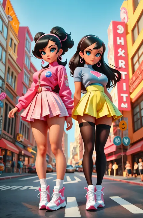 2girls in underwear are standing in a city street, style artgerm, artgerm style, extremely detailed artgerm, style of artgerm, i...