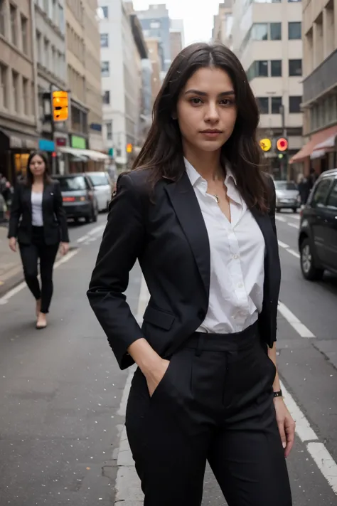 Women wear branded suit 
Pose for the picture