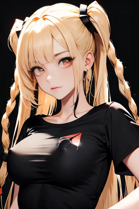 optimum，tmasterpiece，hight resolution，best qualtiy，hyper HD，super detailing，awardwinning，16 K，独奏，（The upper part of the body），anatomy correct，Beautiful cyberpunk girl，cowboy  shot、cute  face，，a blond、Longhaire、Twin-tailed、Braids, Hairline，（（scarlet eyes）），...