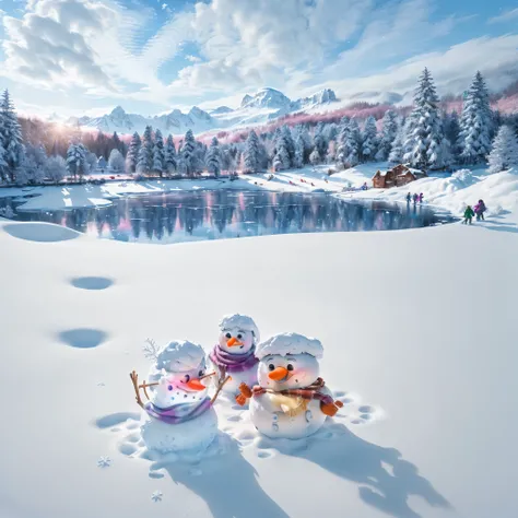 winter wonderland,castle,fun,colorful,(best quality,4k,8k,highres,masterpiece:1.2),ultra-detailed,(realistic,photorealistic,photo-realistic:1.37), and snow,glistening snowflakes,snow-capped trees,sparkling icicles,beautifully carved  sculptures,a majestic ...