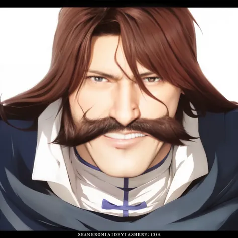 anime character with long hair and a mustache with a white shirt, roguish smirk, boromir in an anime world, portrait de shanks le roux, boromir in an 80s anime world, highley detailled face, feisar, picture of a male cleric, aragorn in an anime world, akiy...