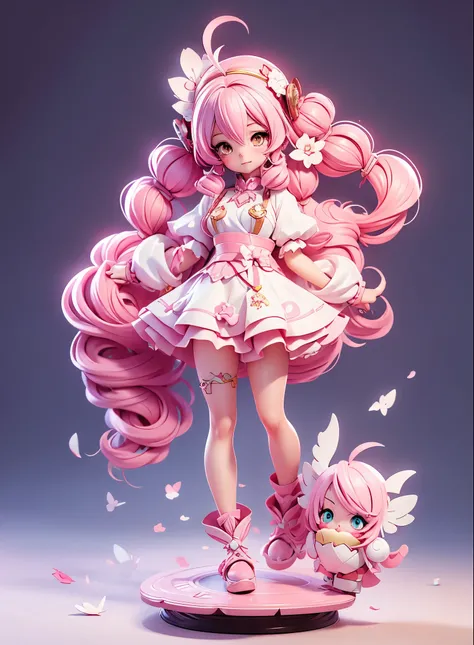 Anime character with long pink hair and white dress, pink twintail hair and cyan eyes, 2. 5 d cgi anime fantasy artwork, Official Character Art, cushart krenz key art feminine, shadowverse character concept, 3 d render official art, anime goddess, jrpg cha...