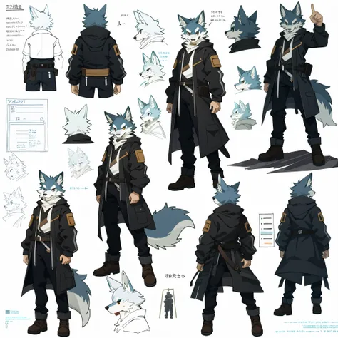 highres, top quality, best quality, paid reward available, High-quality illustrations, unparalleled masterpiece, perfect artwork, absurdres, perfect anatomy, standing kemono boy, three view drawing, front and side and back, character sheet, character desig...