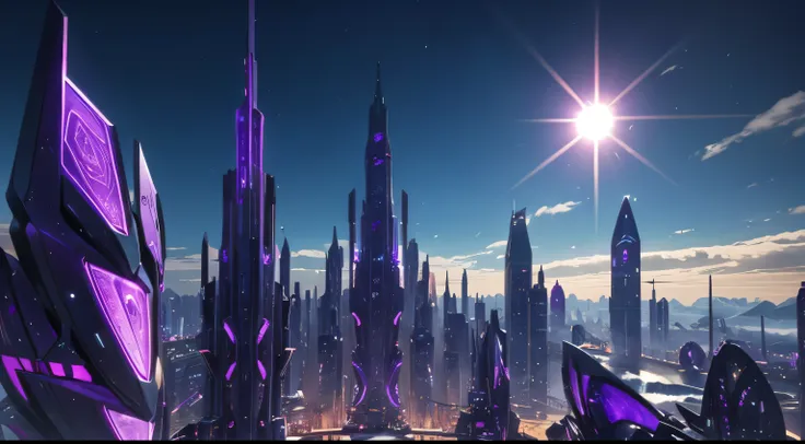 A beautiful epic and legendary city of futuristic sugilite