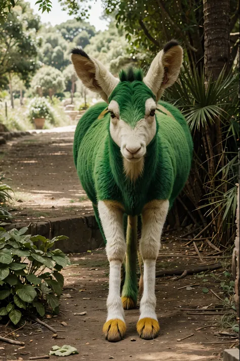 Cabra humanoide bipeda con fuego verde arededor.