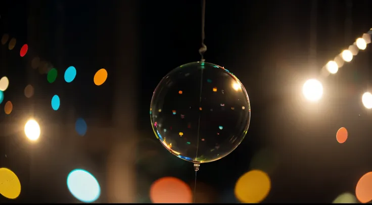 Blurry confetti, water bubbles, bokeh lights, multicolored blurry light, depth of field, abstract background, multicolor, rainbow, haze, city lights, christmas light, soap bubbles