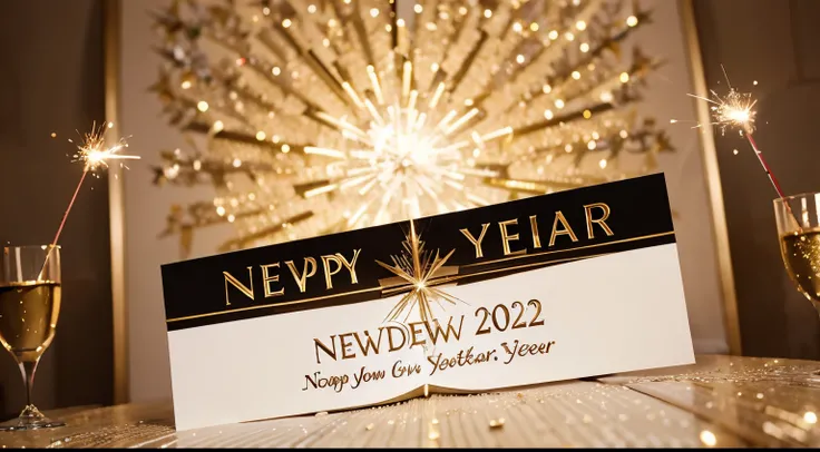 Sylvester New Year, New Years Eve 2024 party event celebration holiday greeting card - Closeup of sparkling sparklers and bokeh lights in the background