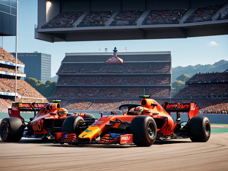 spiked racing cars racing on a track with a crowd watching, visto do arco, Carros de F1 desfocados no fundo, f 1, formula 1, Max Verstappen, f 1/4, f 1/hoto de um espectador, Red Bull, Nova corrida de IA, 2 0 2 1 formula 1 audi car, F / 1, # de 9 5 f 0, Fo...