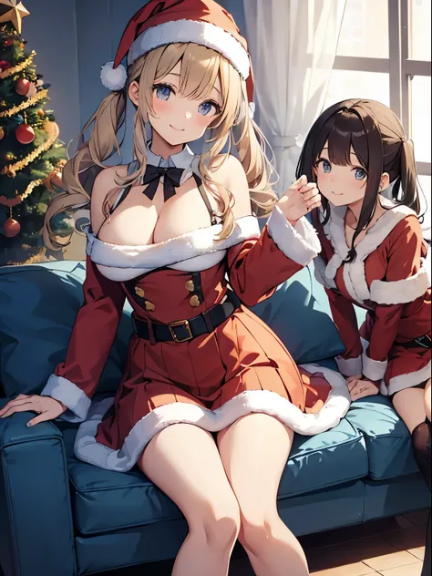 5 grls, クリスマスパーティーを楽しむhi-school girl5人、A smile、18year old、Sexy costume、sexypose、masutepiece, Best Quality, hight resolution, ​masterpiece、full body Esbian、(Highest quality illustrations:1.2), (Kawaii Girl:1.1),(5girls、One pose、hi-school girl)、 BREAK , {-So...