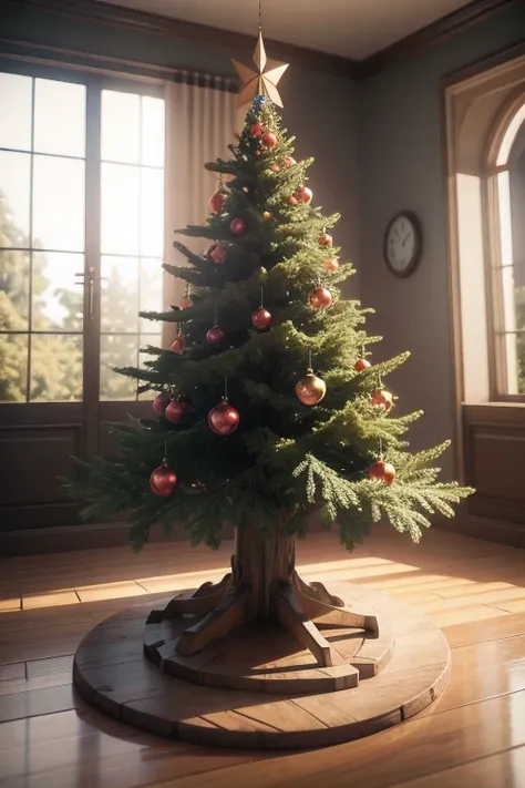 arvore de natal, 3d, octane render, rtx, pe;a mestra, UHD, 16K, texturas realistas