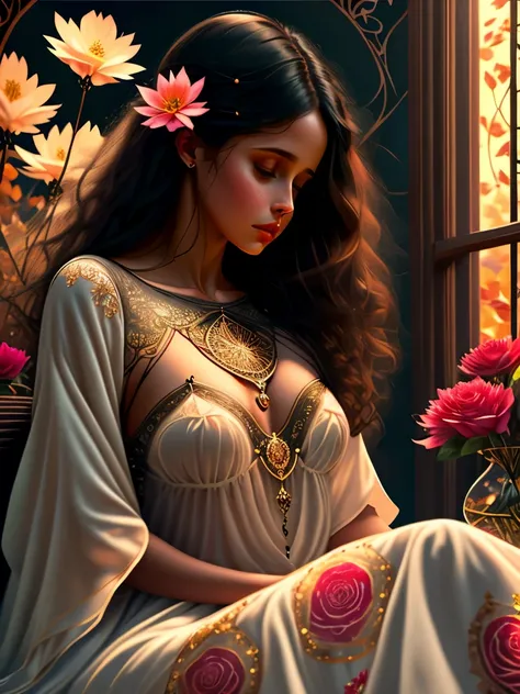 a painting of a red rose on a black background, amazing fantasy art, rich deep colours masterpiece, awe sublime, gold noble, kisses are wordless spells, dorne, wow it is beautiful, 3d intricate shapes, author unknown, by Penny Patricia Poppycock, very beau...