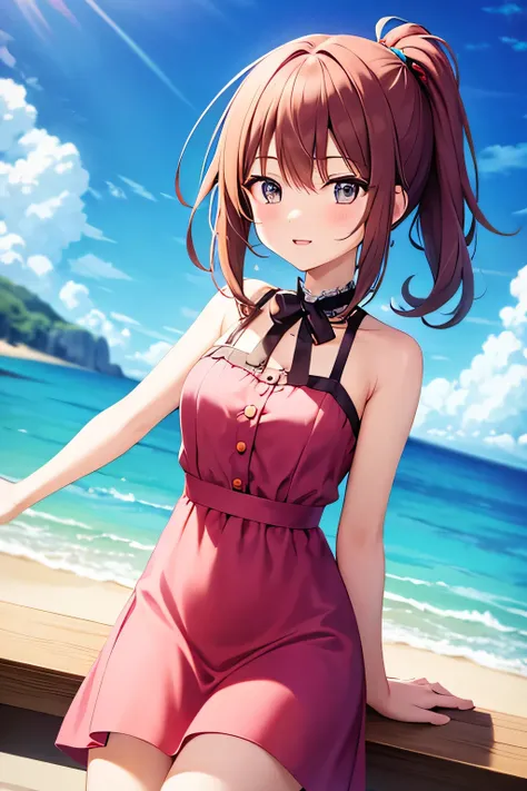 cute anime girl in pink dress