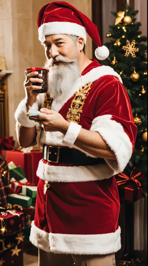 Santa Claus with gifts in hand