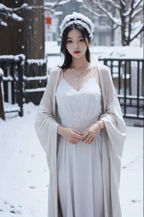 tmasterpiece，Best quality，Stunning beauty，1 mother，Black and white，She is a model，Wear a stylish dreseautiful figure，She is 38 years old，Her eyes are blue，Snow-whiteskin，Tall and tall。