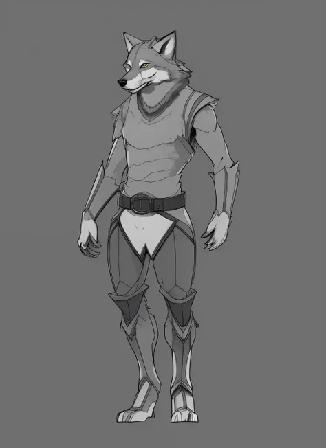 a drawing of a man with a wolf head and a belt, detailed full body concept, full body concept, anthropomorphic wolf male, anthro concept art, anthropomorphic coyote male, furry character, an anthro wolf, detailed full body concept art, full body character ...